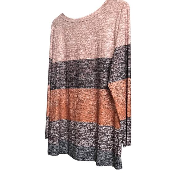 NO MFG. TAG LONG SLV PULL-OVER V-NECK BLOUSE, WOMENS, 1XL, ORANGE BLK PINK BROWN - Picture 7 of 10